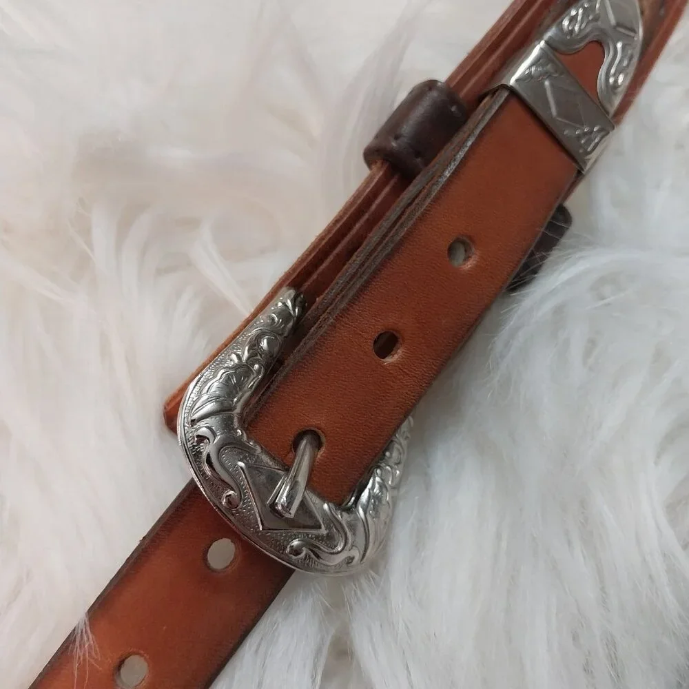 3770 Lot of 4 Un-Finished Leather Belts Tooled New With no Buckles. - Picture 7 of 15